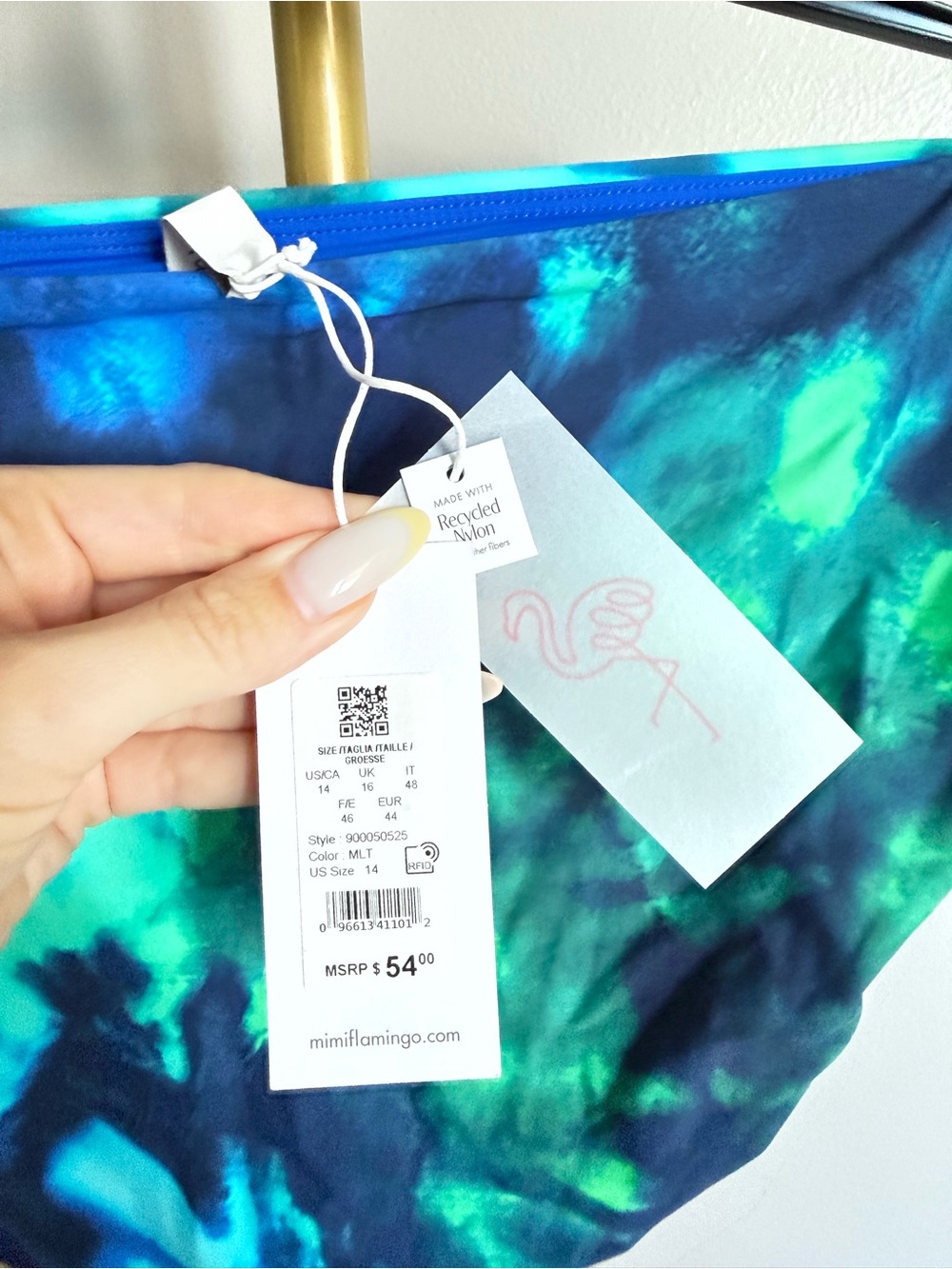 NWT MIMI FLAMINGO Abstract Print High-Waist Bikini Bottom – Size 14 - Picture 4 of 4